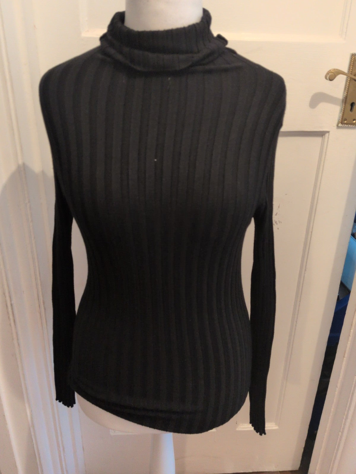 Small Black Roll High Neck Long Sleeve Jumper