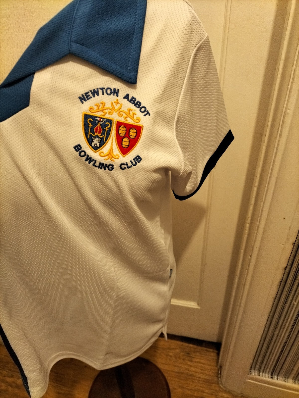 Mens Shotbowl White Blue Newton Abbot Bowling Club Polo