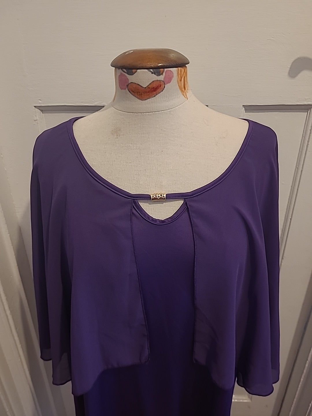 Ladies Size 4XL Plus Purple Flowy Sleeved Blouse