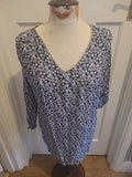Ladies GOA Size Large Blue White Floral Long Sleeved Dress