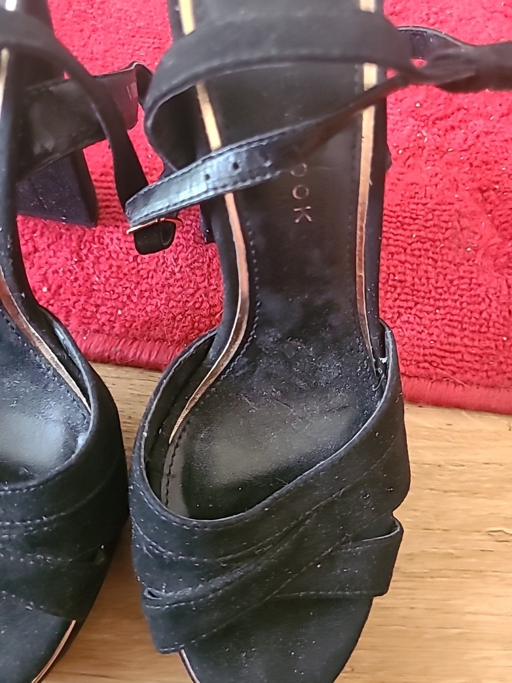 Ladies New Look Size Uk 3 Open Toe Black Heels