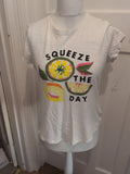 M&S Collection 12 White Print Melon Short Sleeve Tshirt
