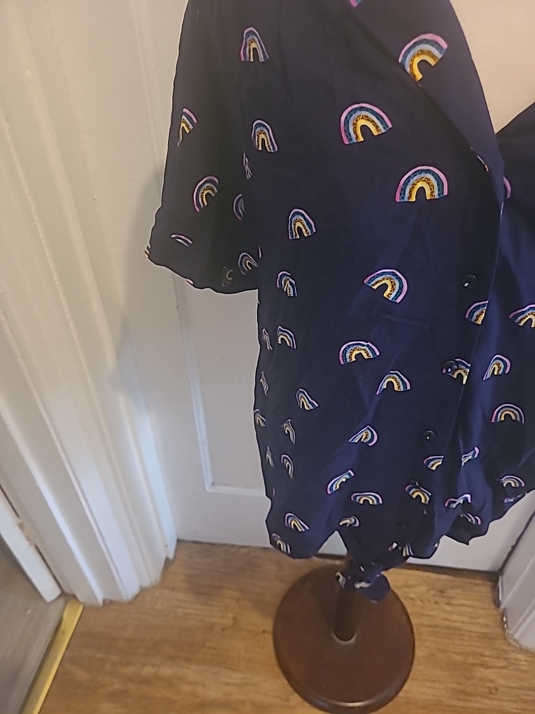 Ladies Brand New TU 16 Black With Rainbows Short Sleeve Blouse