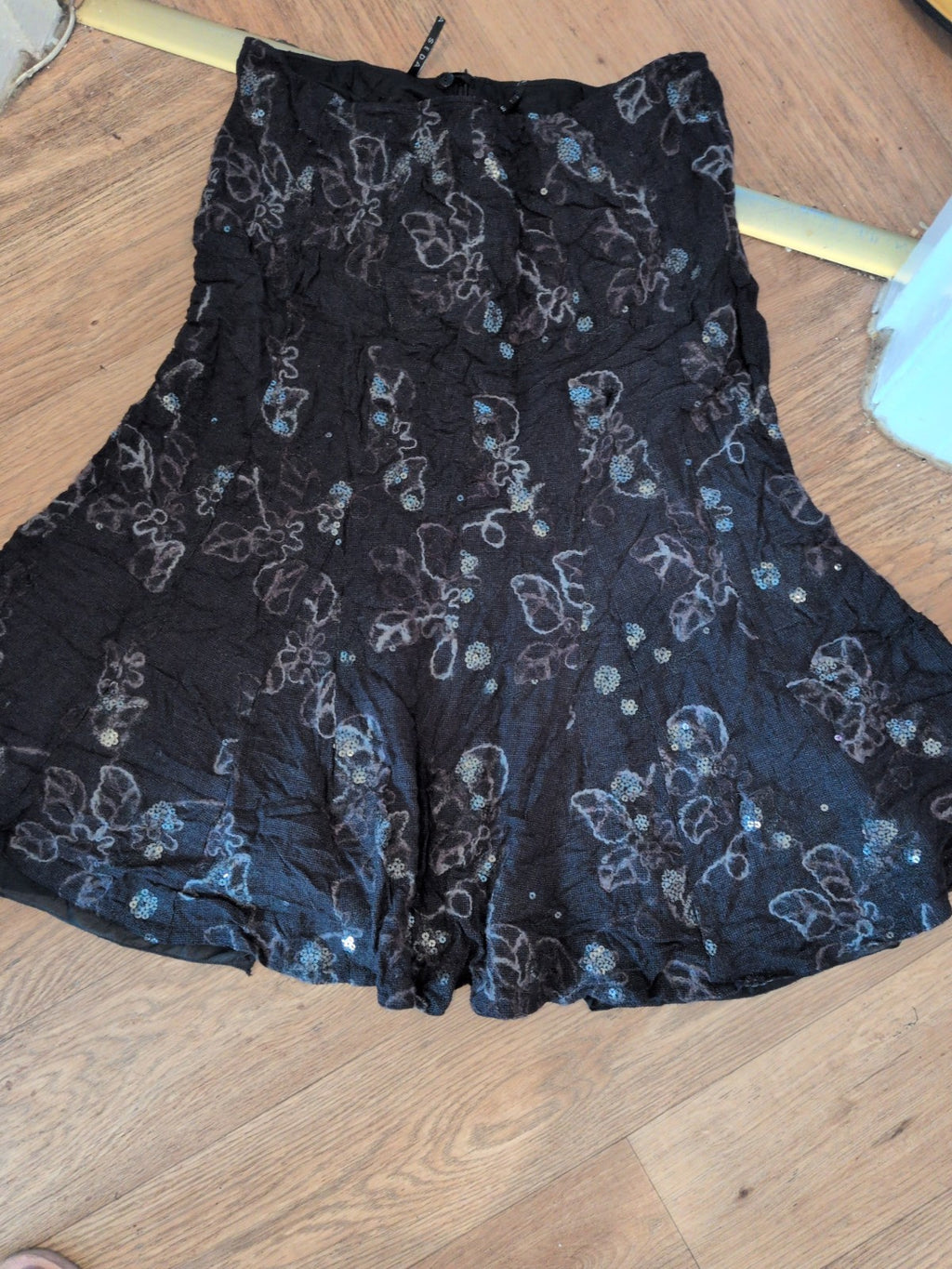 Seda Fashion 16 Black Multicoloured Lined Flare Skirt