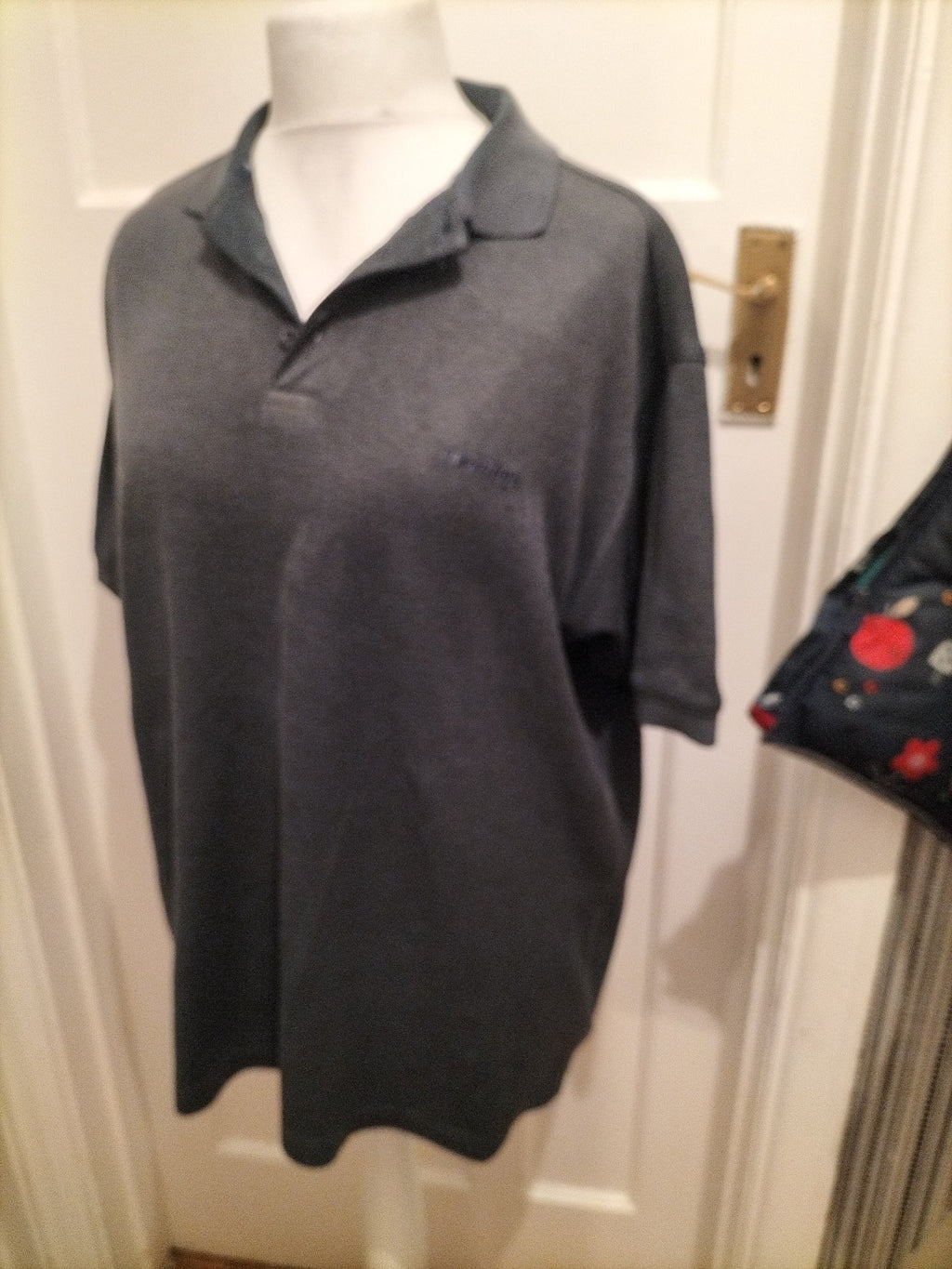 Mens Dunlop Golf Size L Grey Short Sleeved Polo