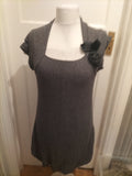 Ladies Passport Size Euro 40 Grey Lined Short Sleeve Dress