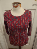 Ladies Weird Fish Size 10 Red Leaf Design Tshirt