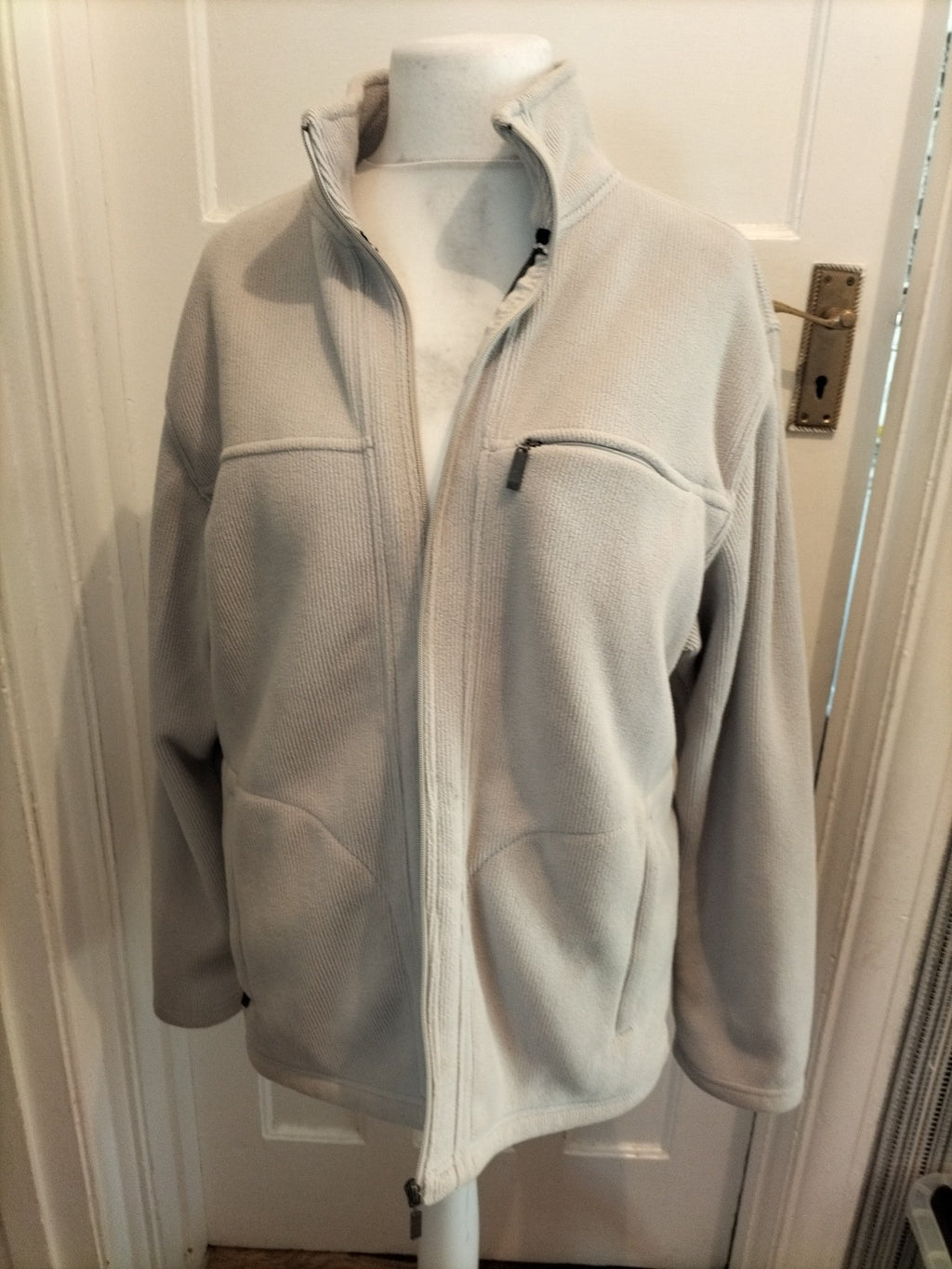 Mens Active Cedarwood State Size XL Beige Ribbed Full Zip Jumper