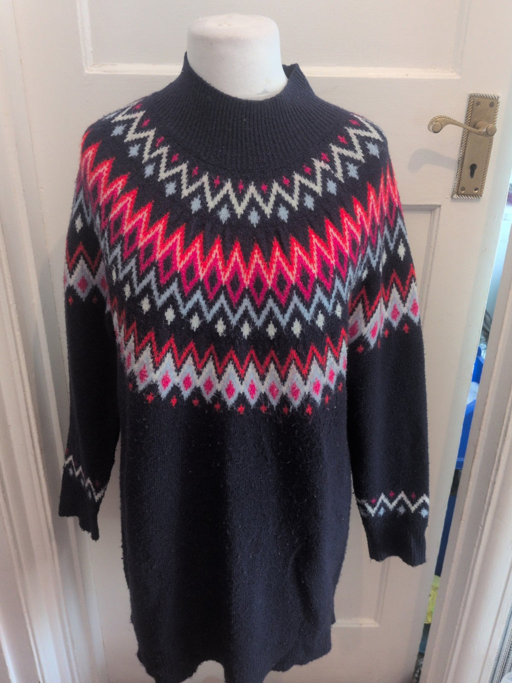 Ladies Navy/red/white Long Line Jumper Size Med George Free Delivery