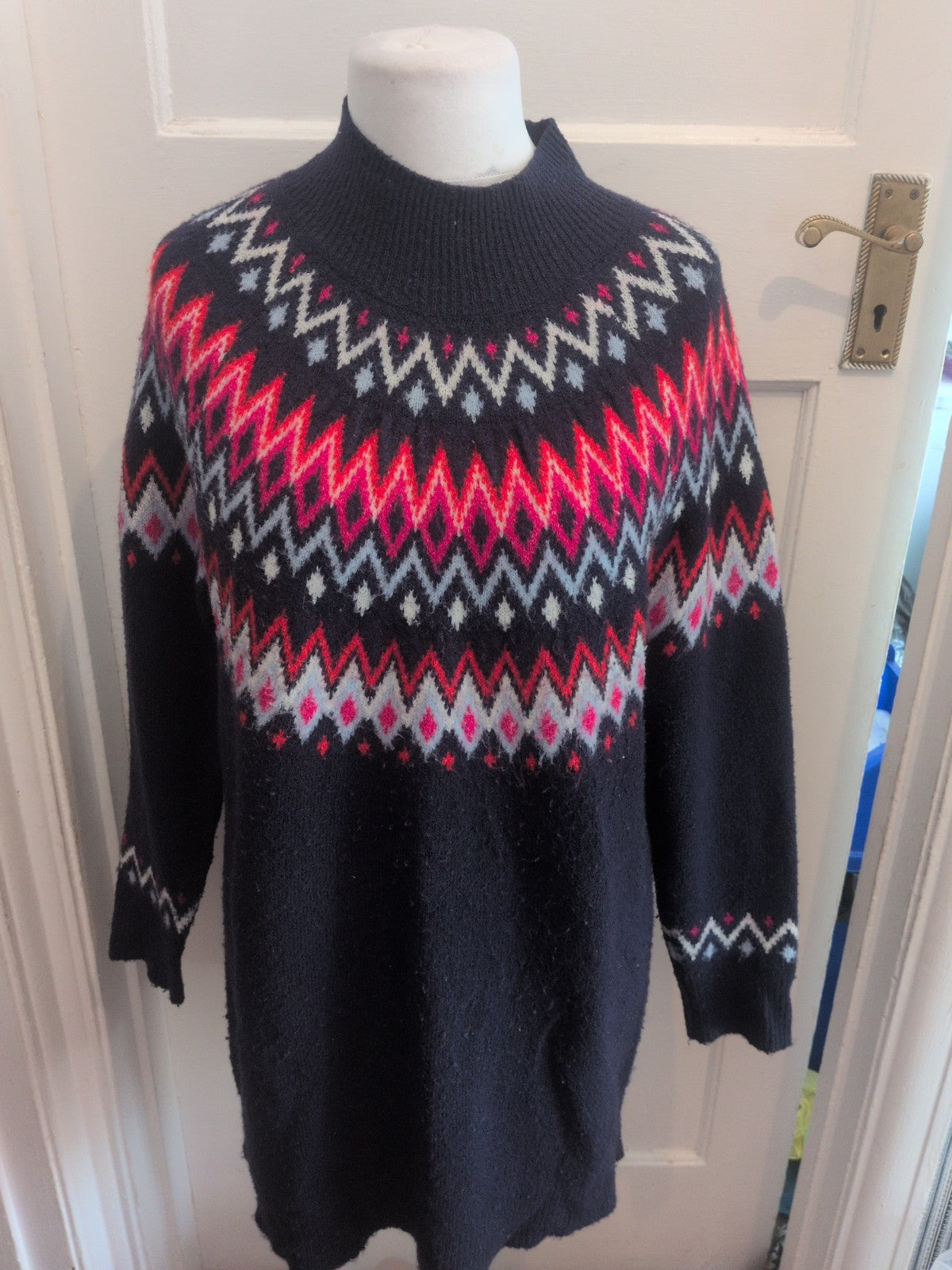 Ladies Navy/red/white Long Line Jumper Size Med George Free Delivery