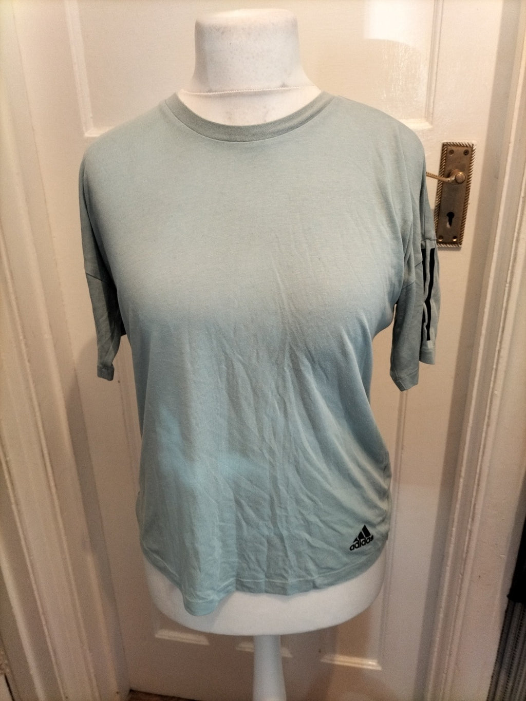 Ladies Adidas Size 8-10 Blue Short Sleeved Tshirt