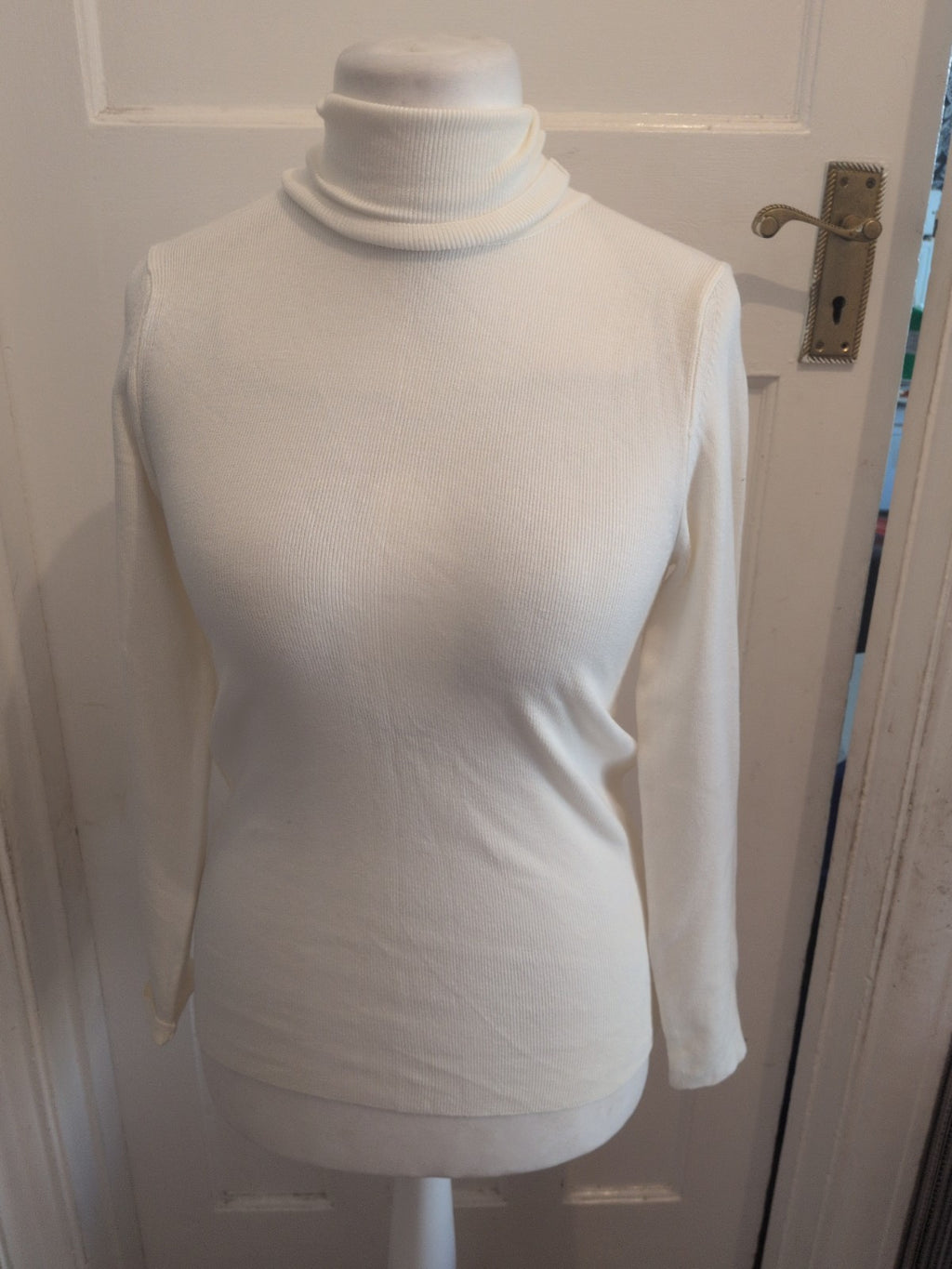 Ladies Primark Size Large White Soft Touch High Neck Jumper