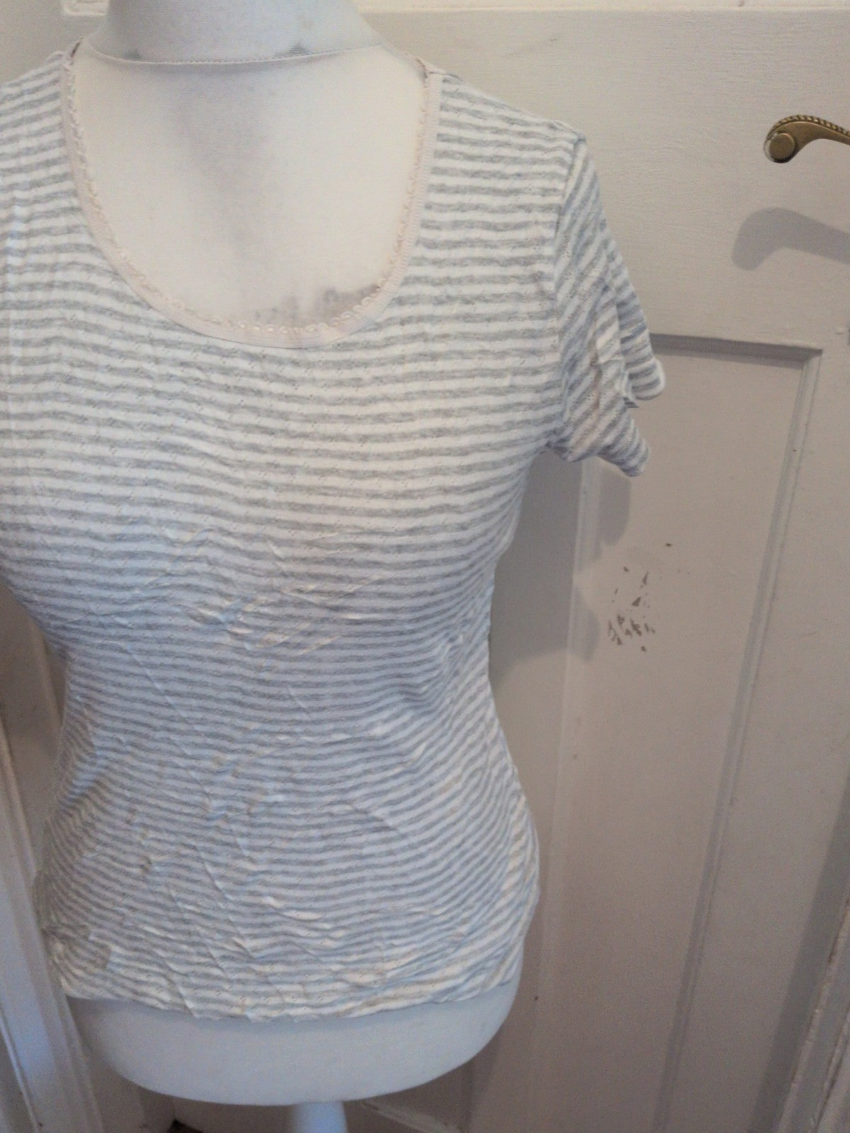 Tu 12 Grey Stripe Short Sleeve T-shirt