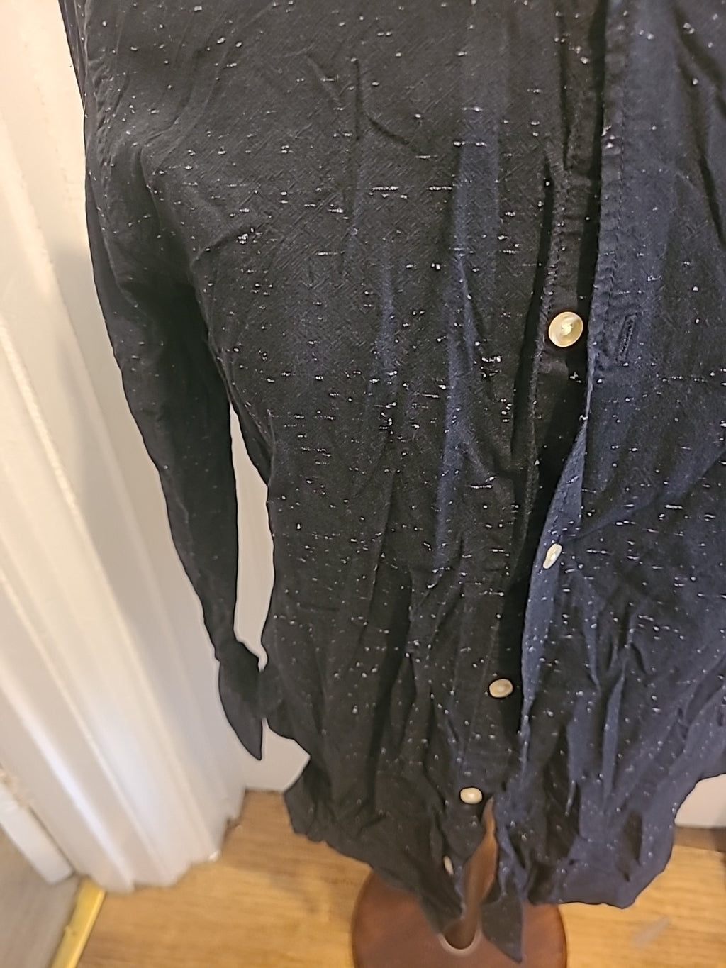 Mens Next Size Medium Black With White Dash Detail Long Sleeved Shirt