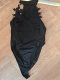 Shein XL Black Choker Neck Bodysuit