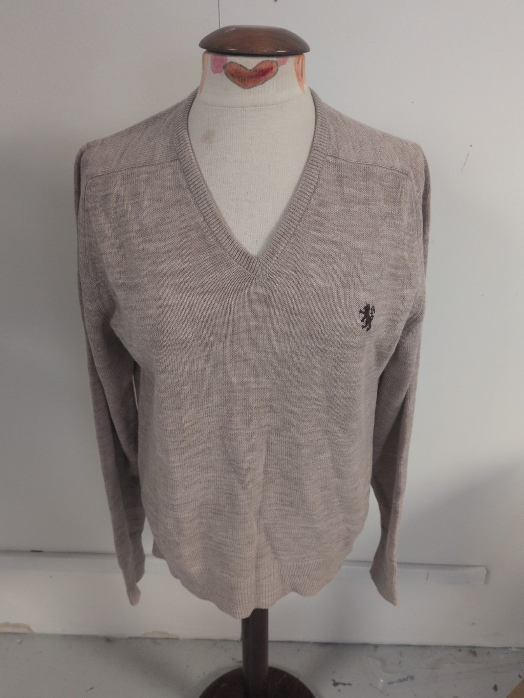 BHS 38" Chest Pale Brown V Neck Pullover Jumper