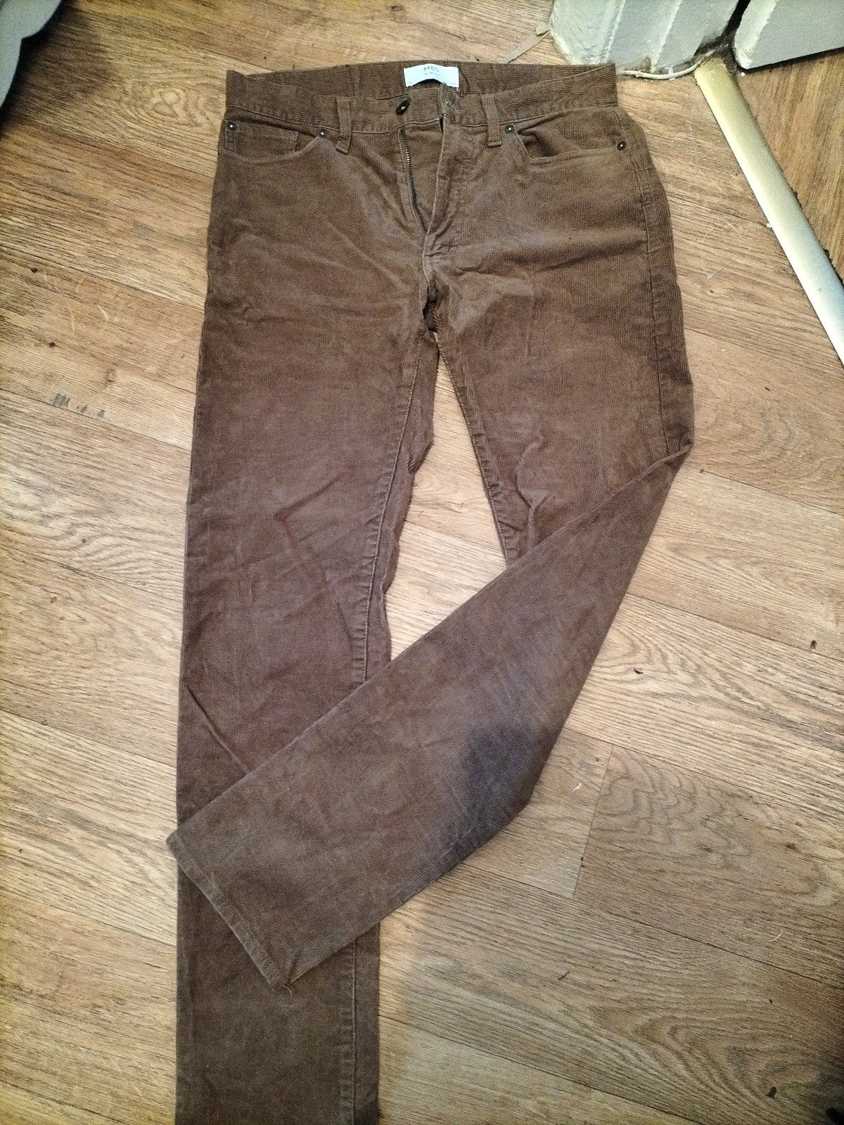 Mens M&S Size 30x33 Caramel Ribbed Trousers