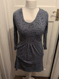 Weird Fish 10 Grey And Navy Patterned Long Sleeve Dress