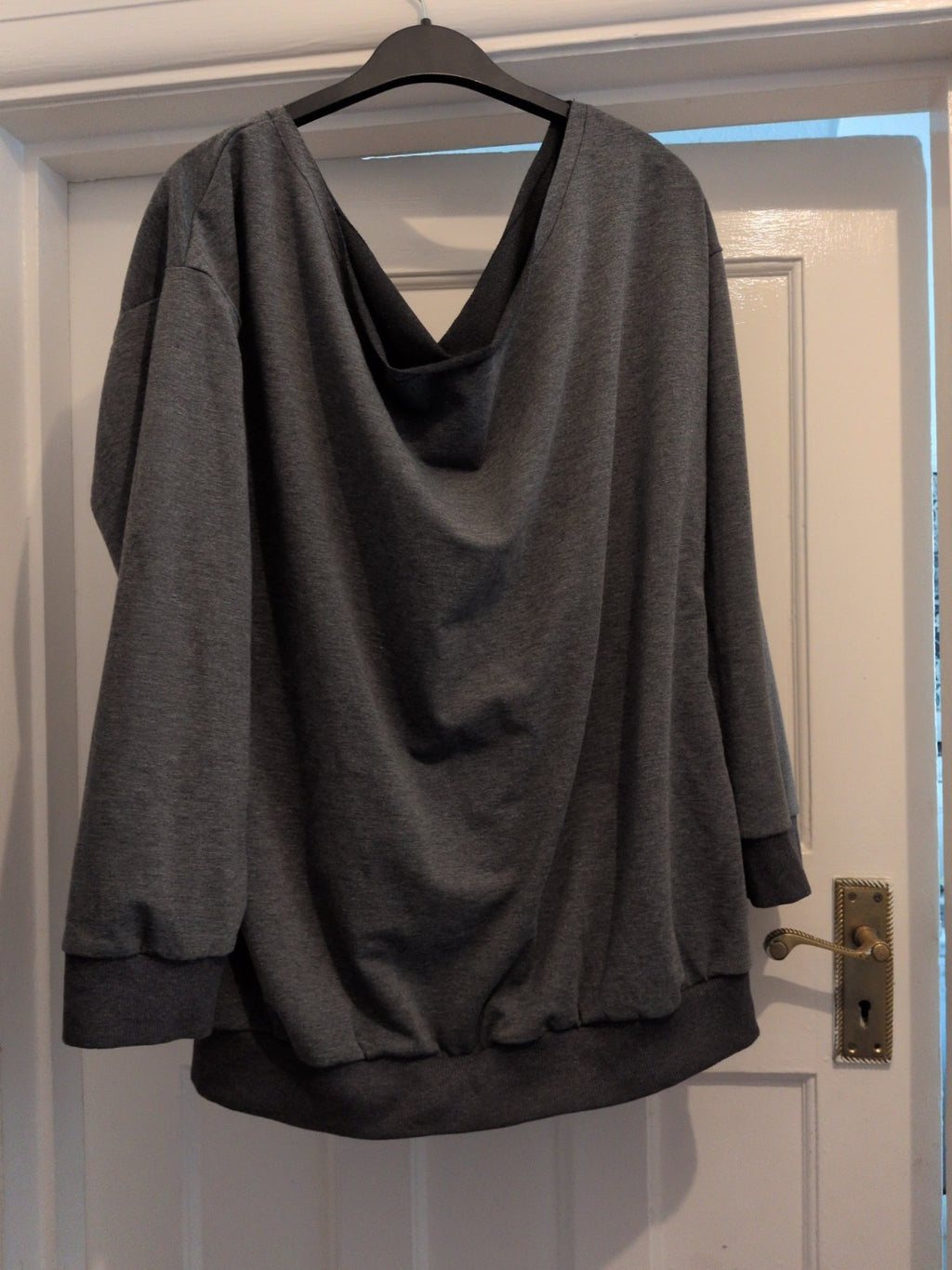Large Grey Wide Neck Pullover Jumper