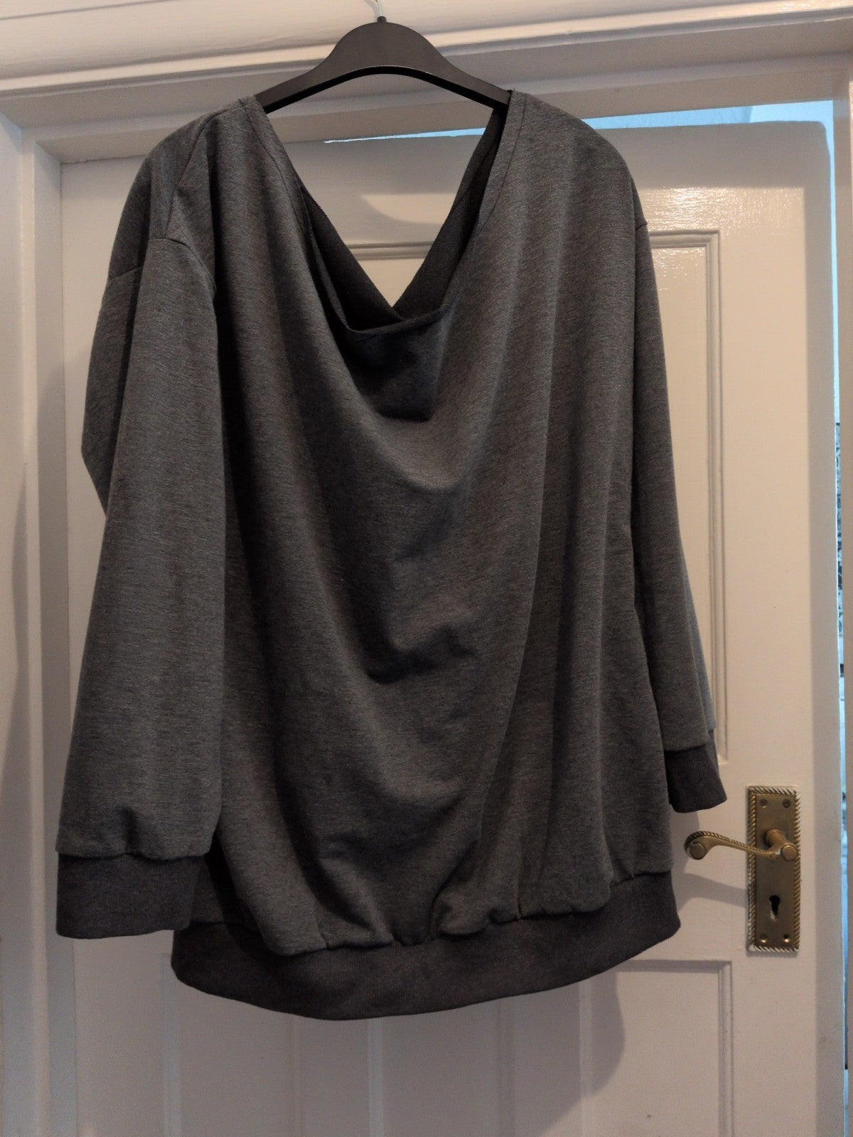Large Grey Wide Neck Pullover Jumper