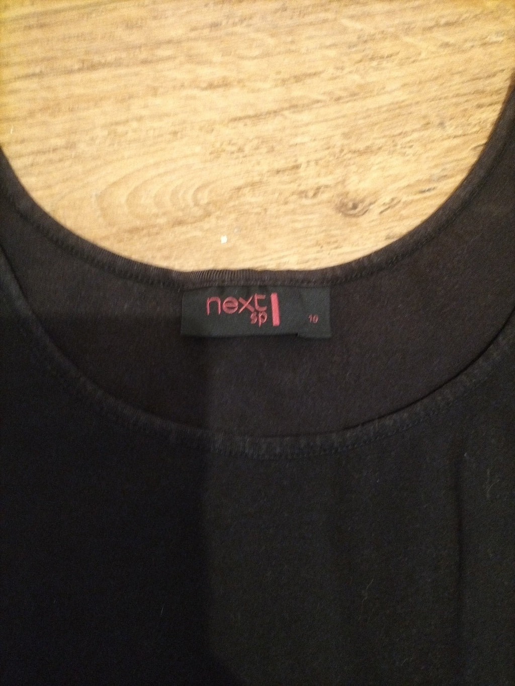 Ladies Next Sp Size 10 Black Short Sleeve Wide Neck Tshirt