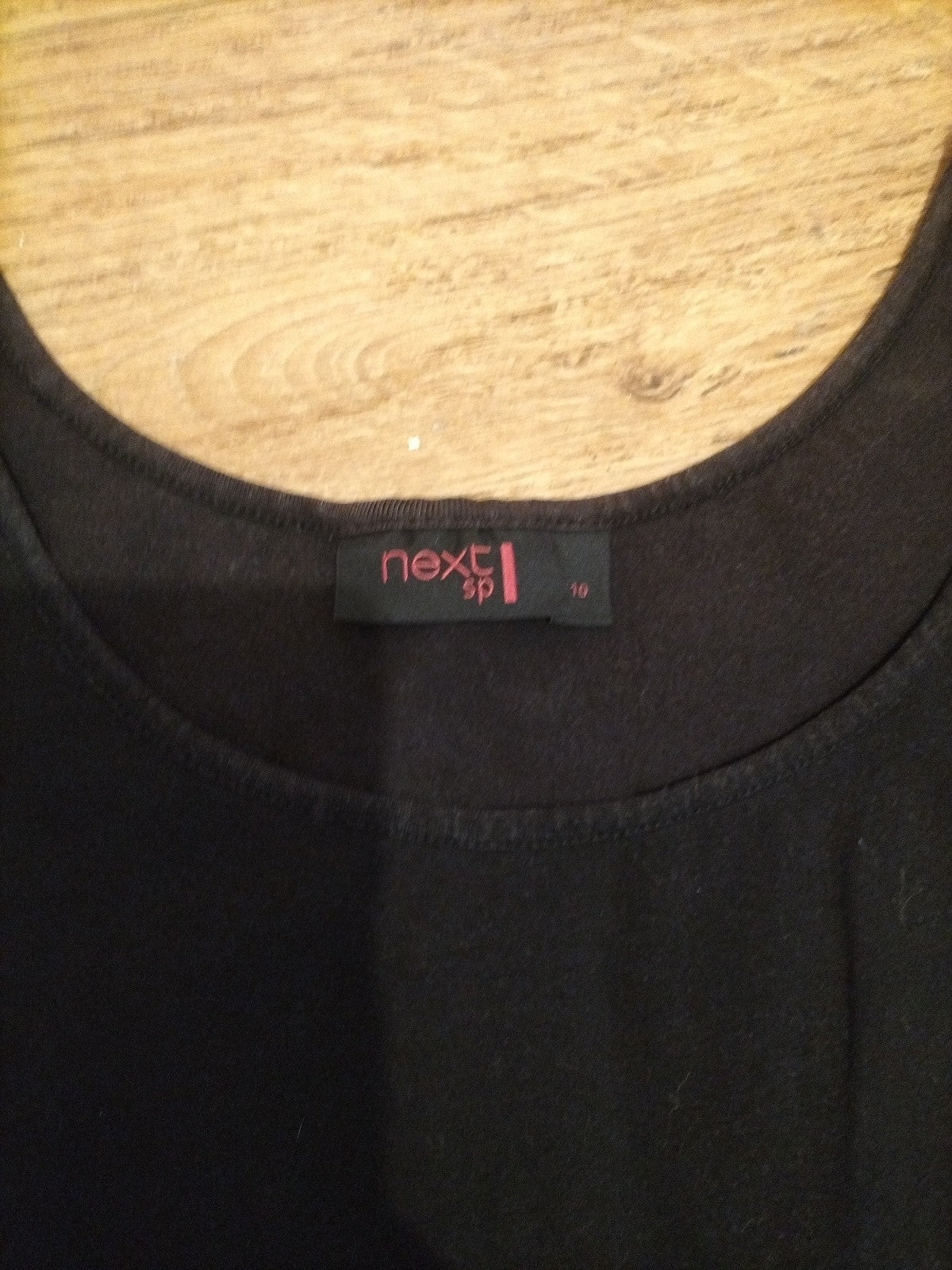 Ladies Next Sp Size 10 Black Short Sleeve Wide Neck Tshirt