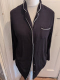 Ladies F&F Small Black With White Trim Long Sleeve Night Shirt