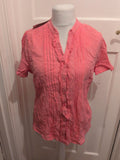 Brand New Marks And Spencer 16 Pink Short Sleeve Buttoned Blouse RRP £15