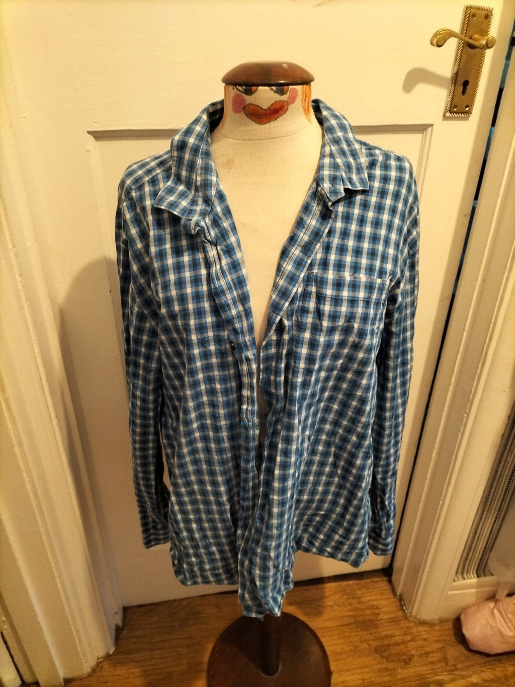 Mens Peacocks Size 2XL Regular Fit Blue Check Shirt