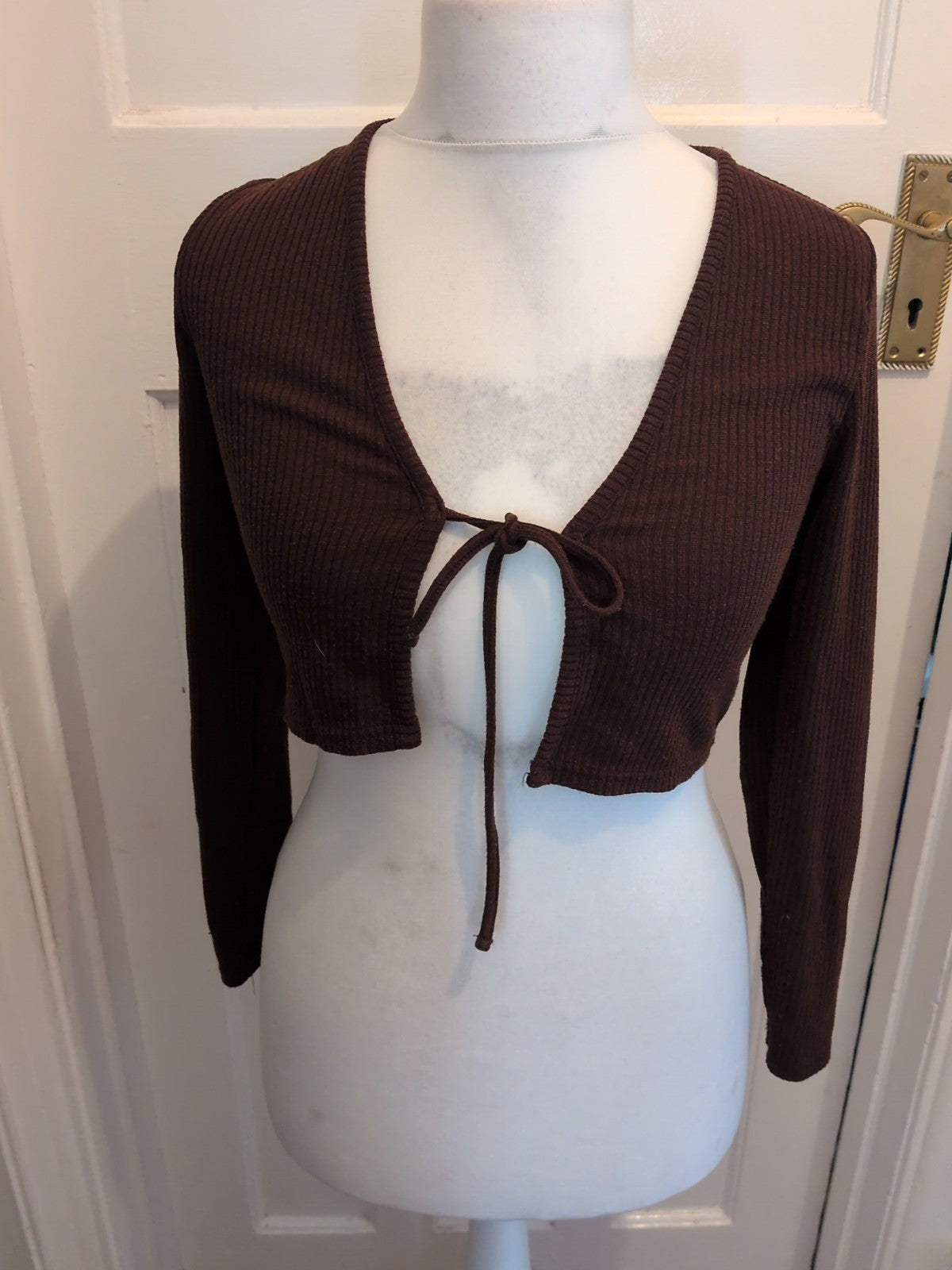 Divided Medium Brown Rib Shoulder Cardigan