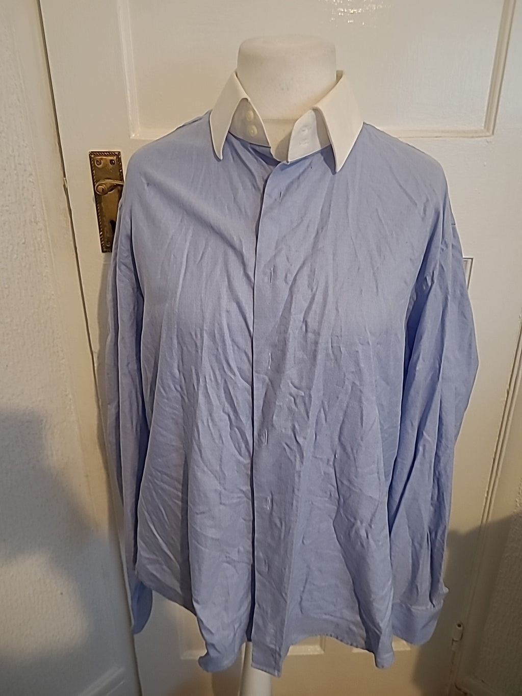 Mens Zara Size Euro 46 Tailored Fit Blue Long Sleeved Shirt