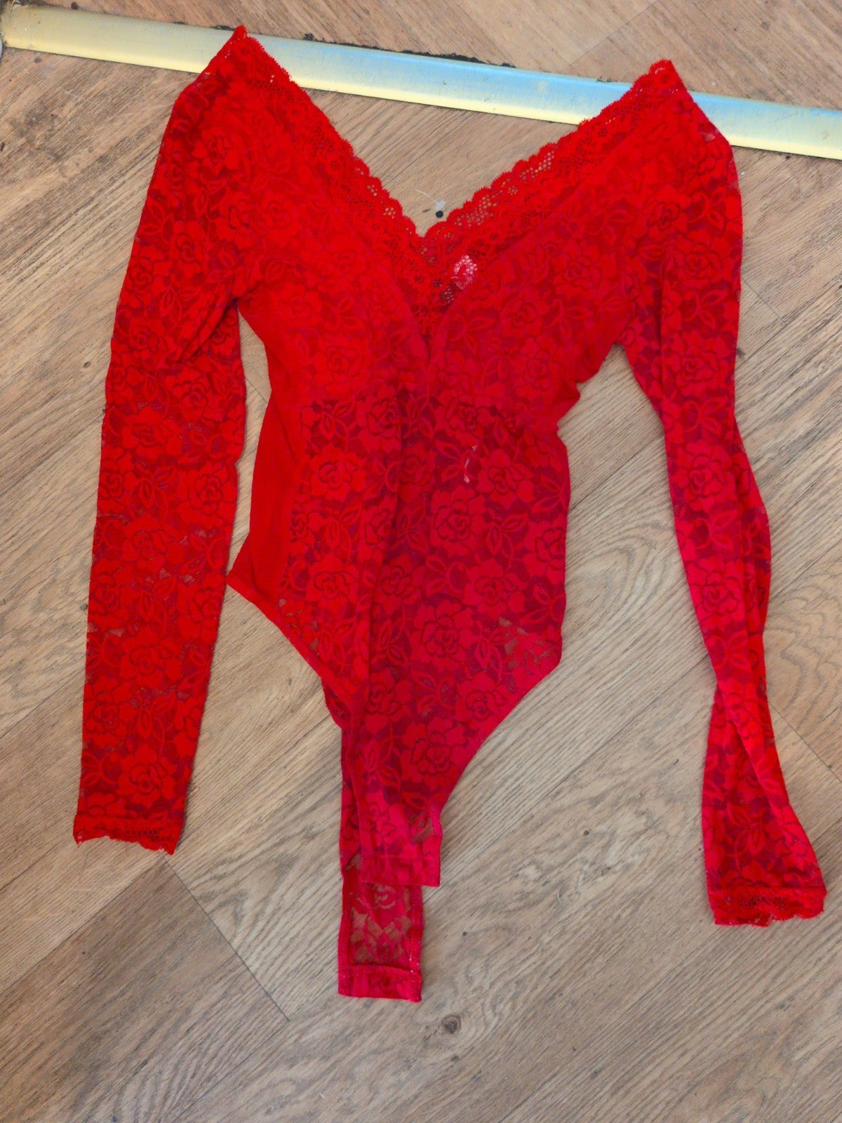 Ladies Divided Small Red Lacey Bodysuit