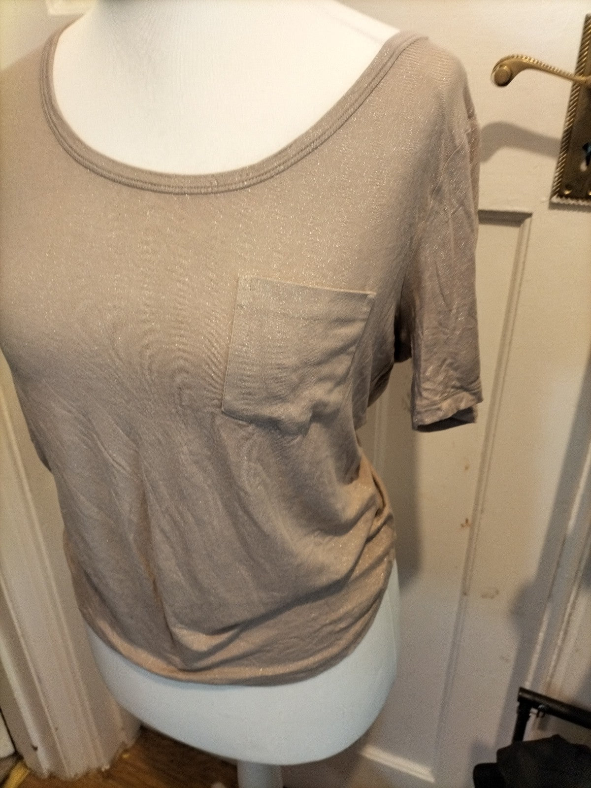 Ladies Autograph Size S/M light beige Shimmer Short Sleeved Tshirt