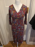 Ladies Per Una Size 10L Multicoloured Floral V Neck Dress