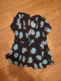 Ladies Zara Size XS Pale Blue Black Sleeveless Blouse