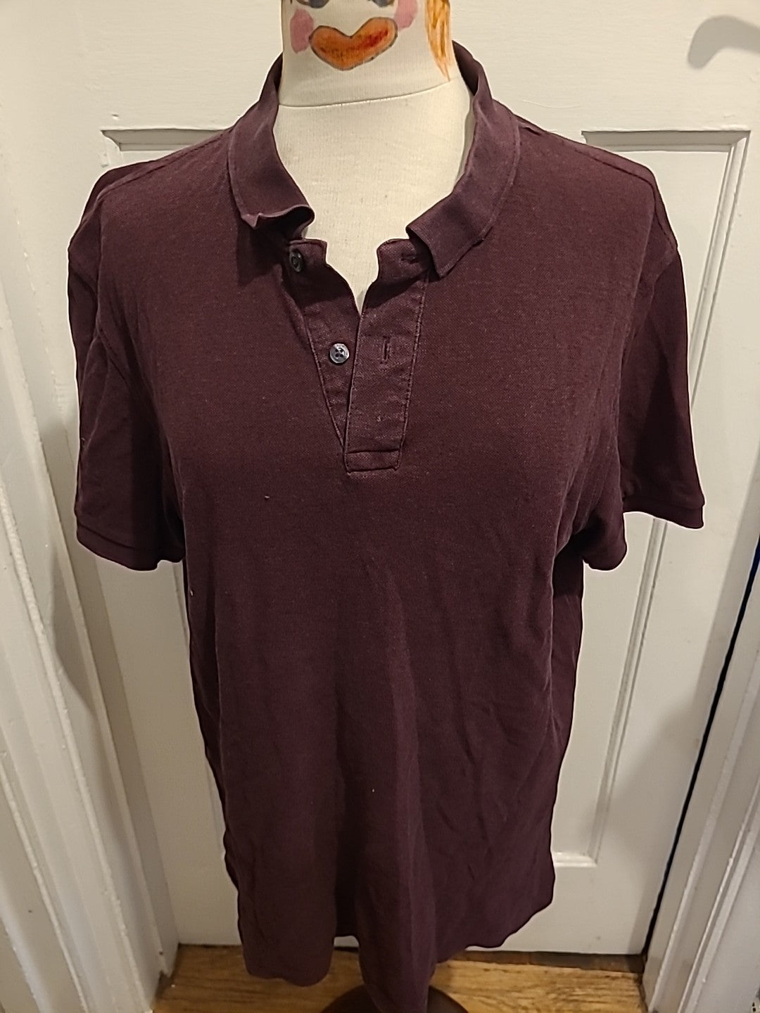 Mens M&S Size L Regular Fit Deep Purple Polo Short Sleeve