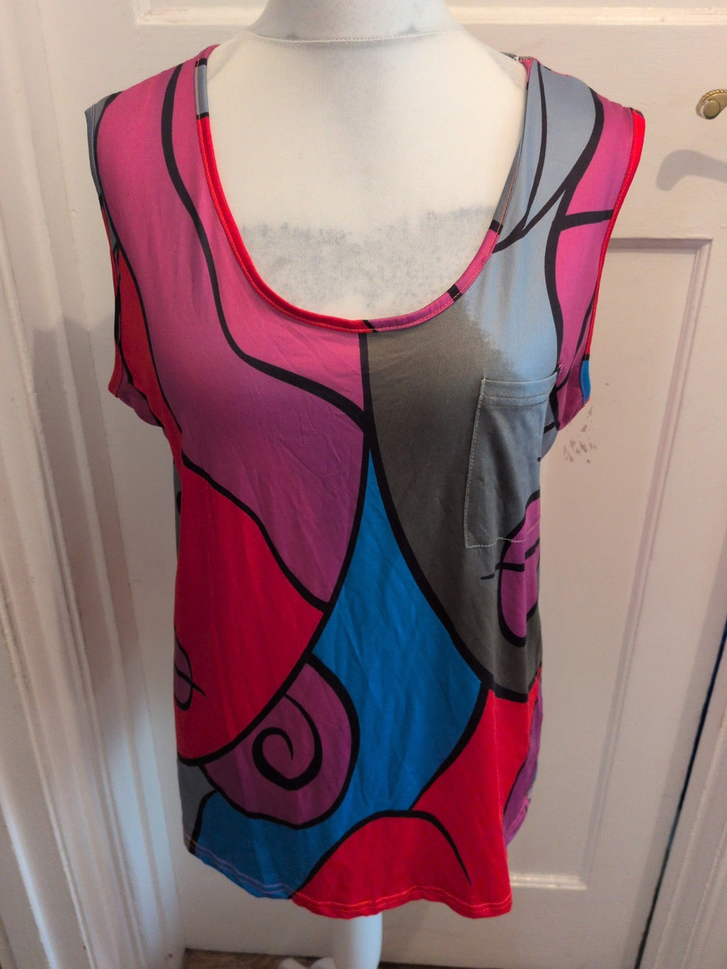 4XL Multicoloured Sleeveless Blouse Top