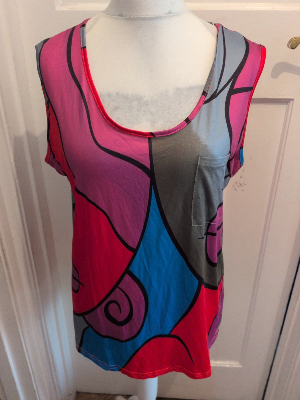 4XL Multicoloured Sleeveless Blouse Top