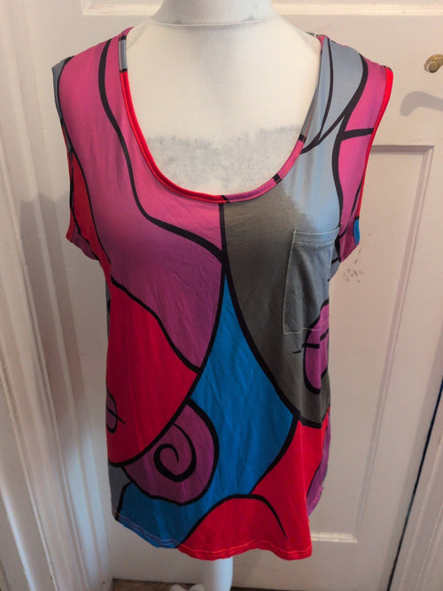 4XL Multicoloured Sleeveless Blouse Top