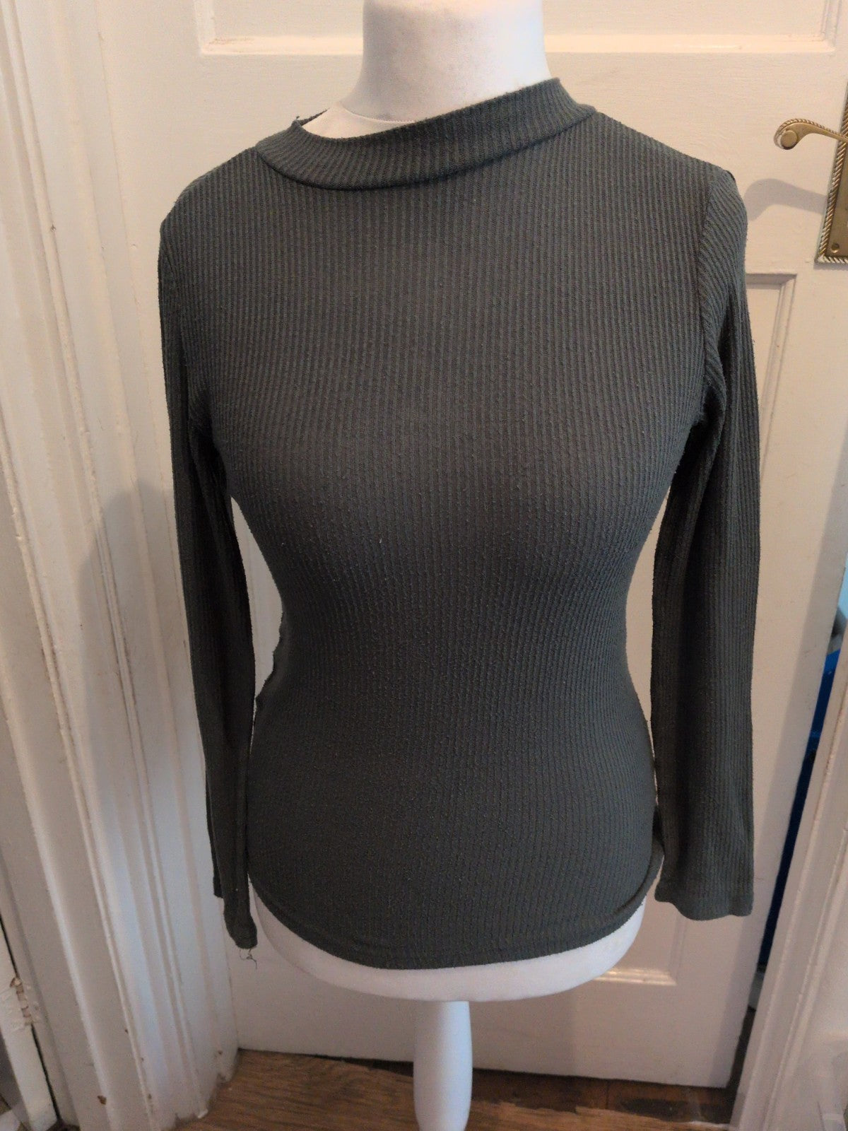 Ladies Primark Small Green High Neck Long Sleeve Jumper