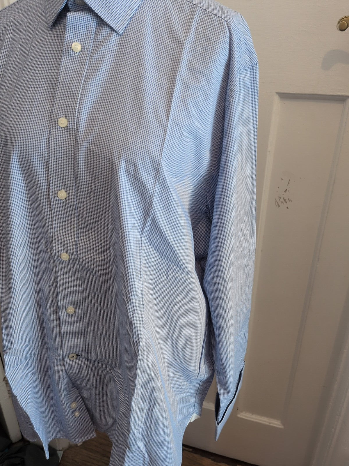 Skopes 17.5 Blue Patterned Long Sleeve Shirt Luxury Collection