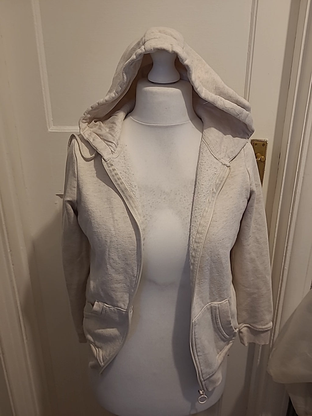 Ladies Primark Size 6-8 Cream/Pale Pink Zipped Hoodie