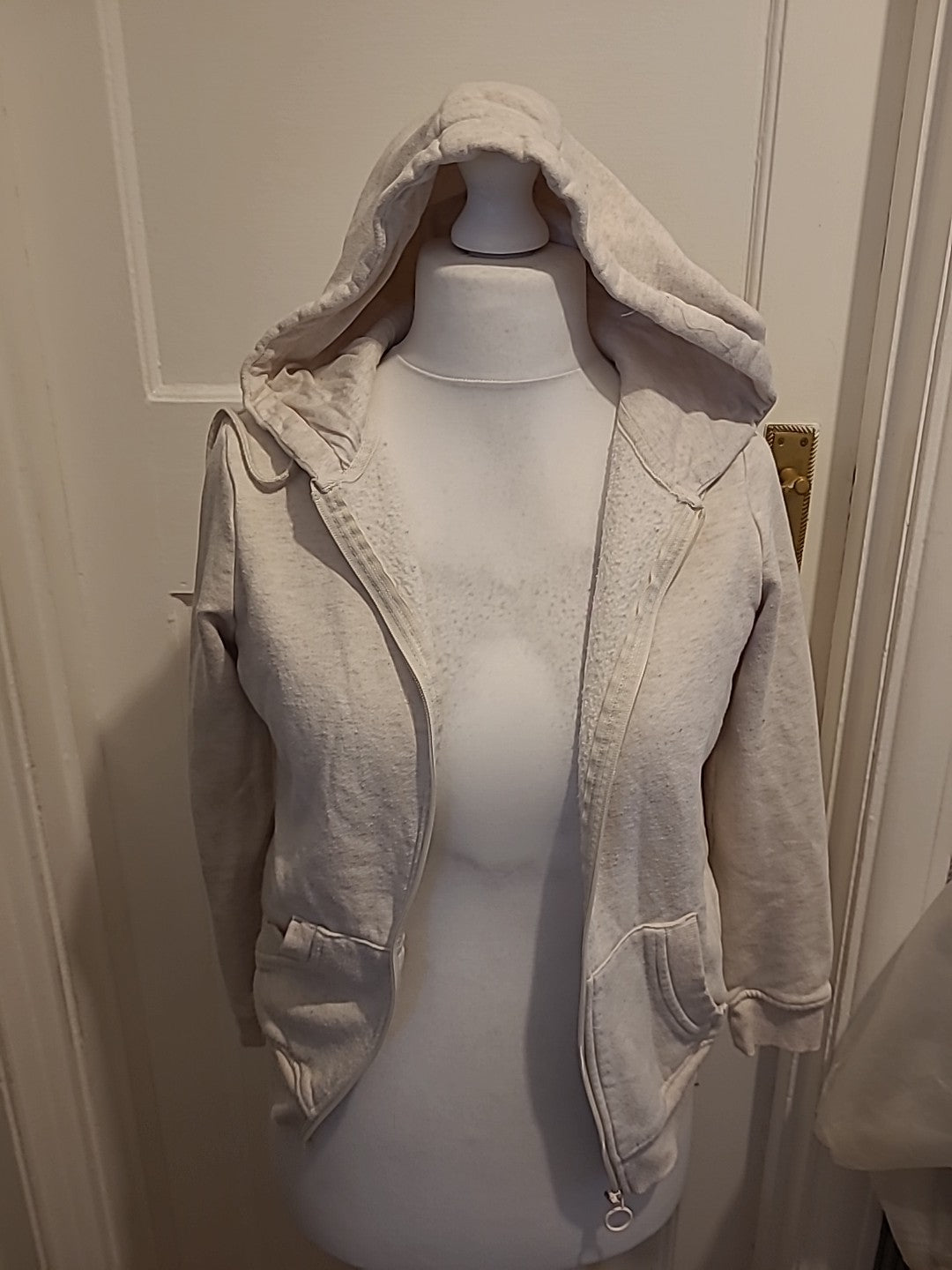 Ladies Primark Size 6-8 Cream/Pale Pink Zipped Hoodie