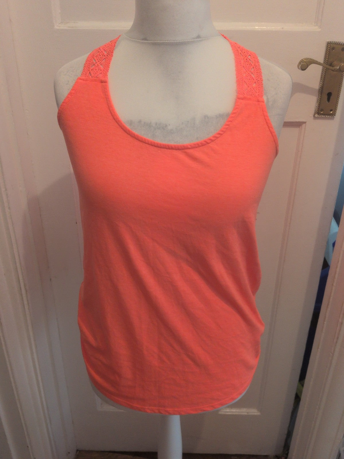 Next 14 Orange Coral Nice Patterned Straps Sleeveless T-shirt