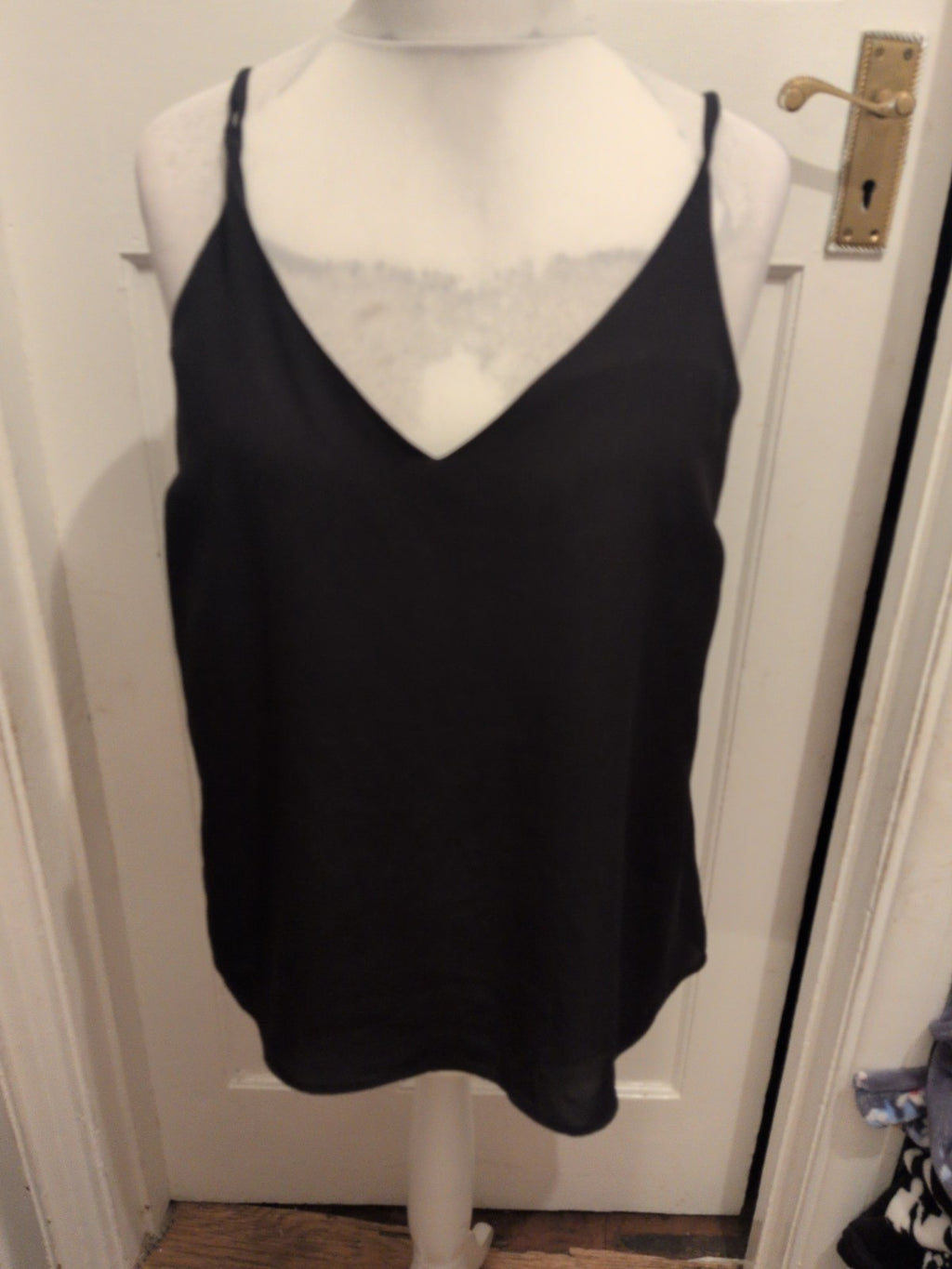 Papaya Woman 14 V Neck Black Sleeveless Slight See Through Blouse