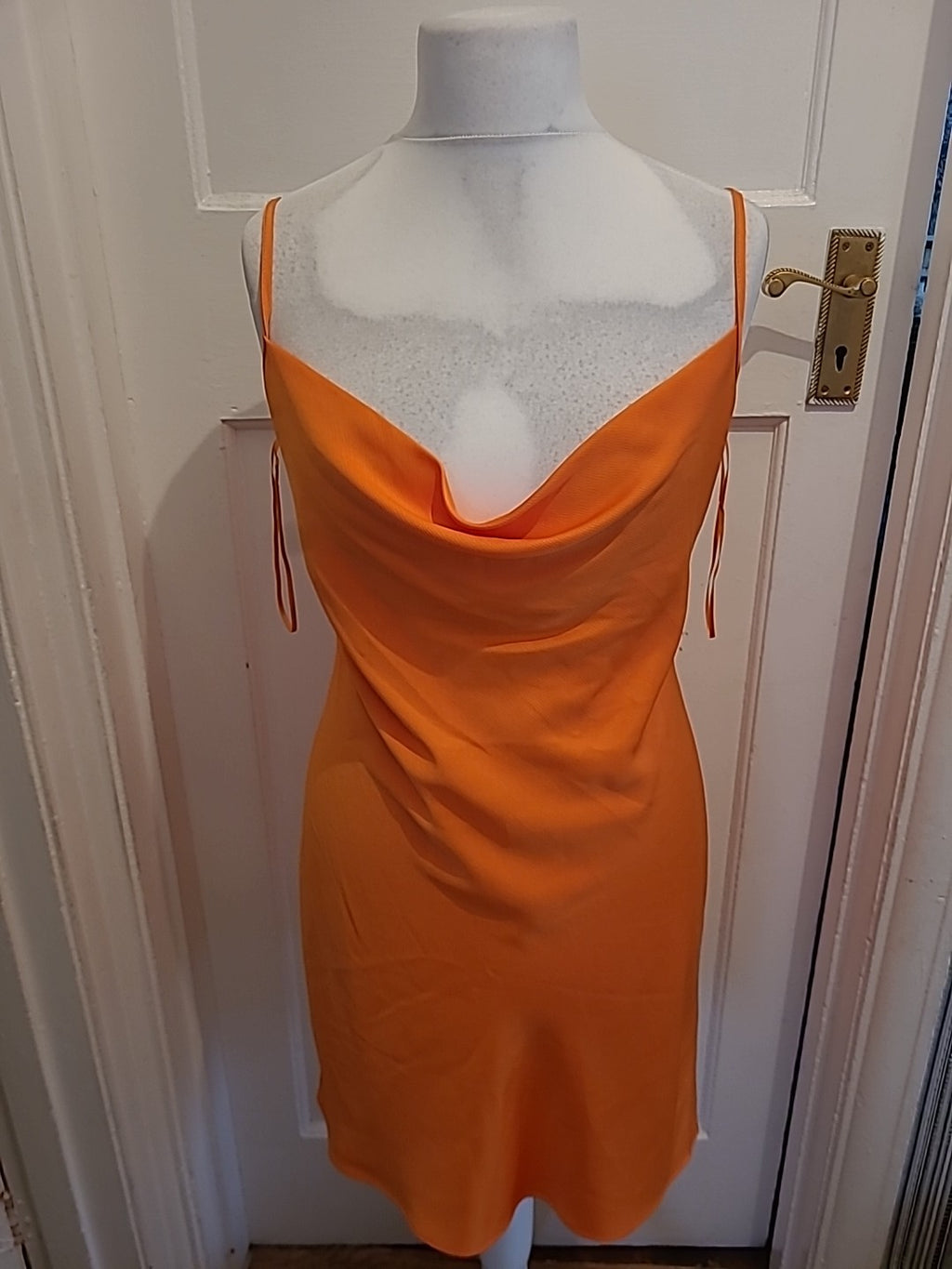 Brand New Ladies Primark Size 14 Orange Sleeveless Knee Length Dress