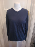 Mens Tu Man Size XL Pure Cotton Navy Long Sleeved V Neck Jumper