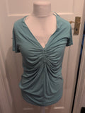 Ladies Jasper Conran Size 14 Aqua Short Sleeved Blouse