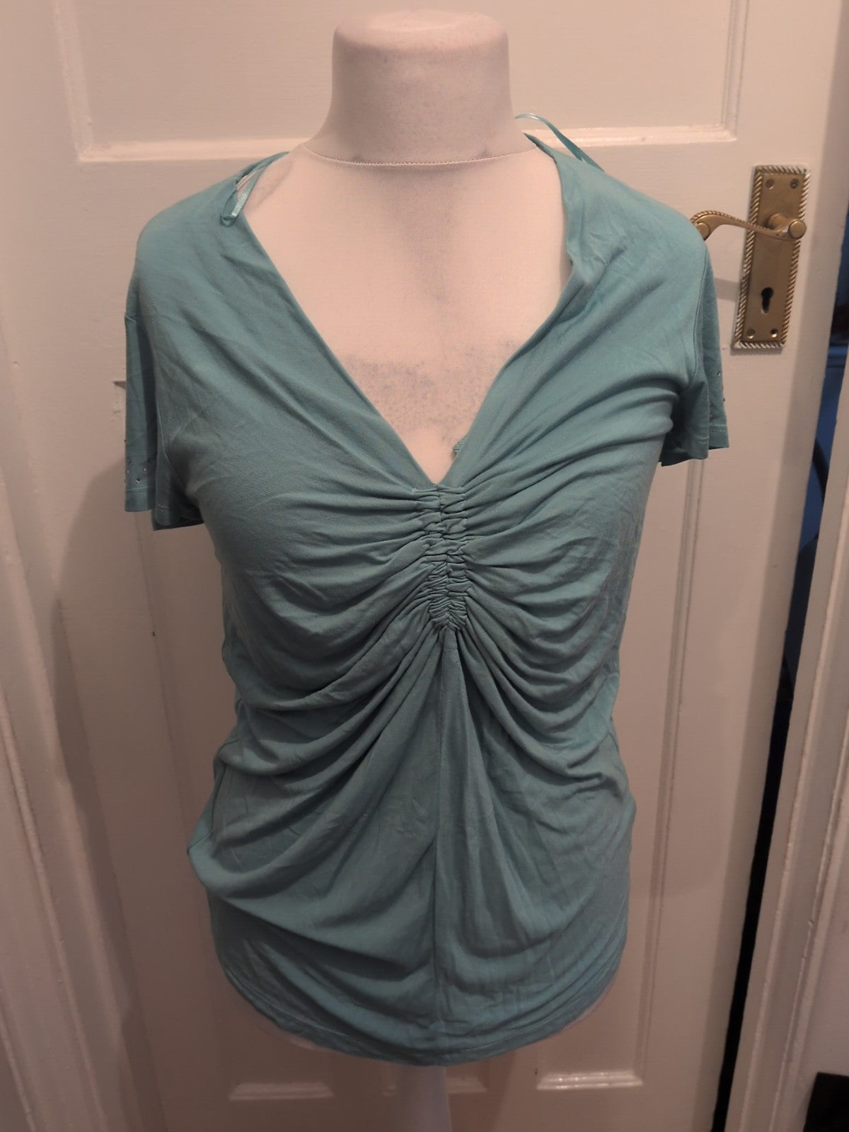 Ladies Jasper Conran Size 14 Aqua Short Sleeved Blouse