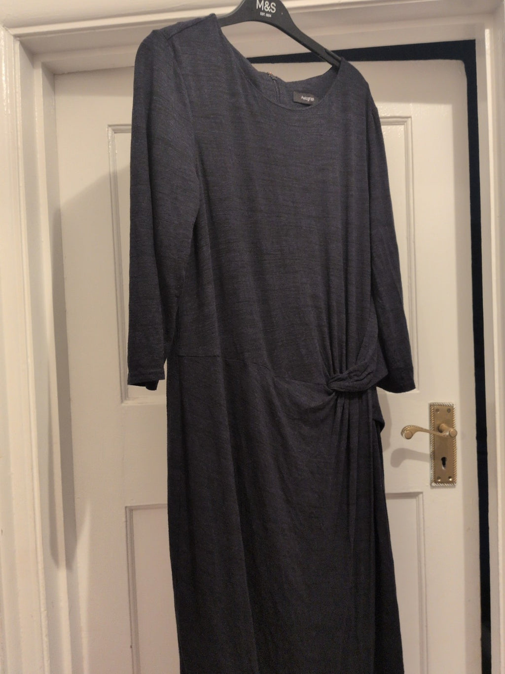 Autograph 16 Navy 3/4 Sleeve Knot Detail Midi Dress